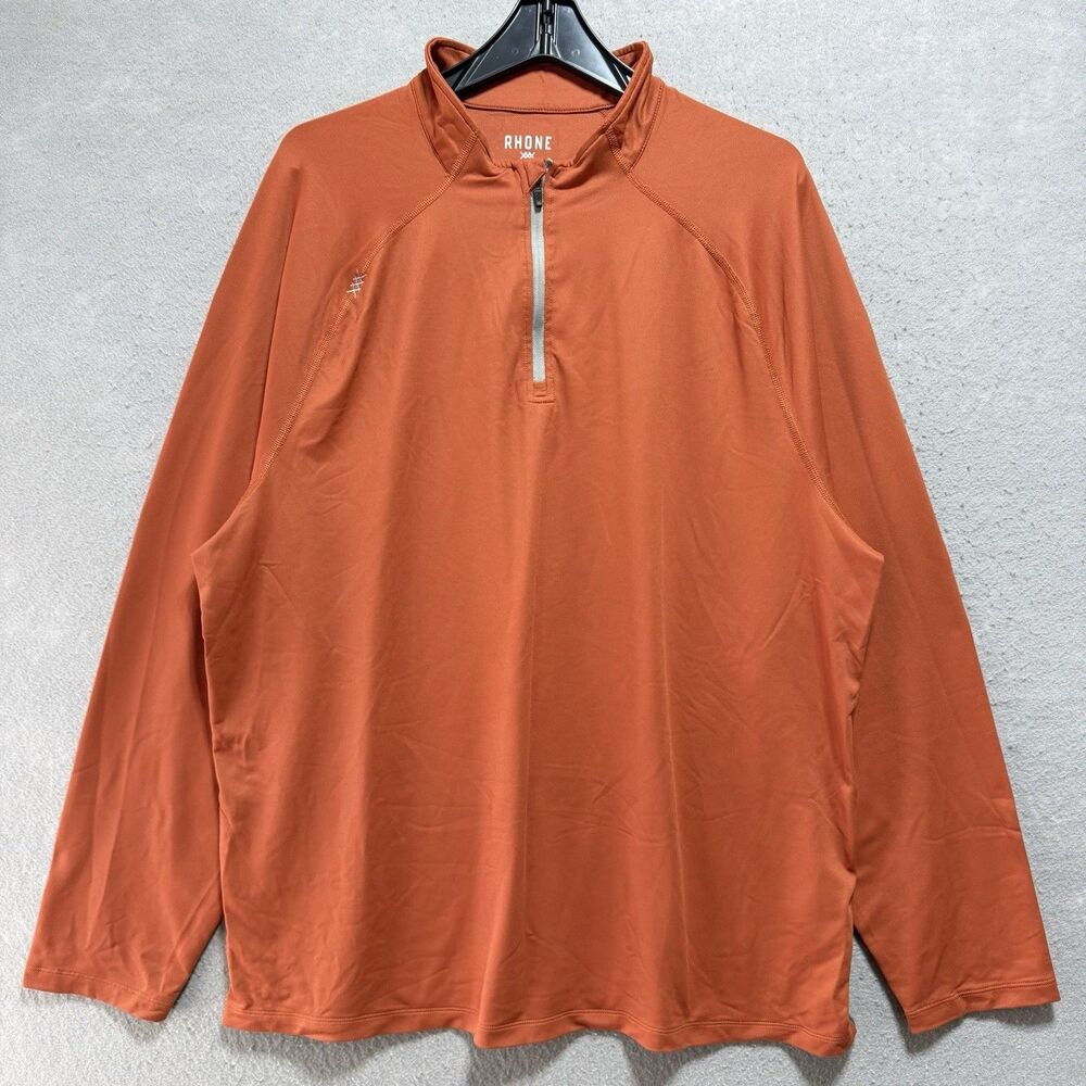 Rhone Pullover Men’s 2XL Orange 1/4 Quarter Zip Performance Long Sleeve XXL